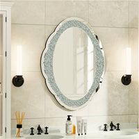 Elegant Cloud-shape Crystal Crushed Diamond Wall Mirror Vanity Accent Mirror Art Decor