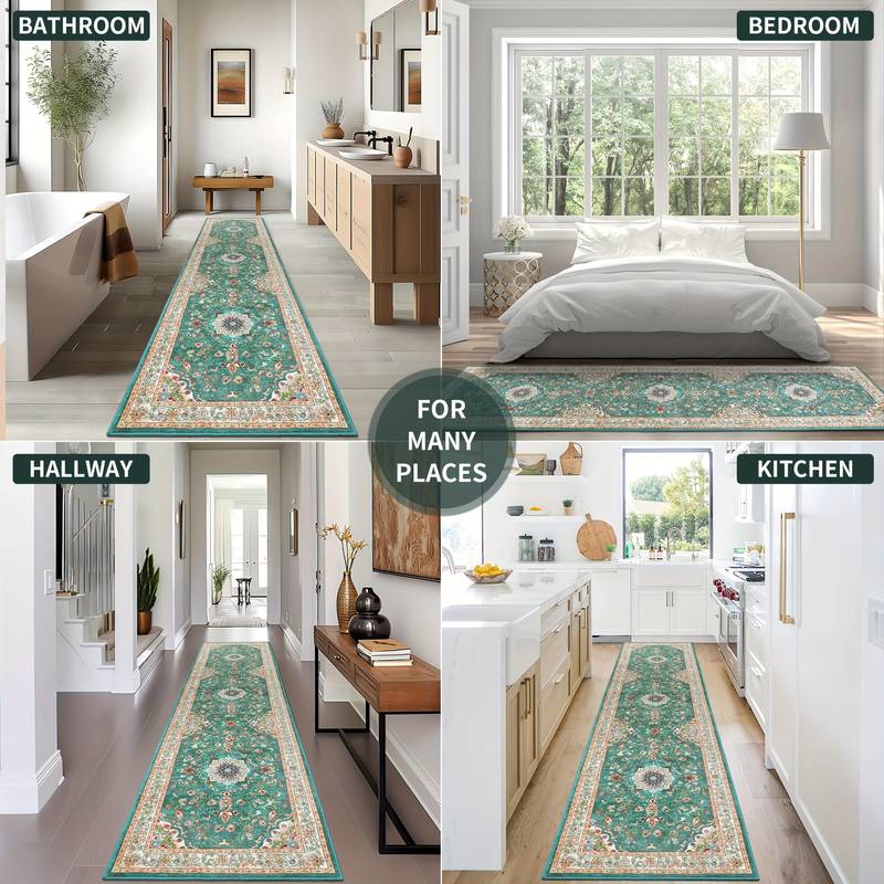 Extra Long Runner Rugs For Hallway, Vintage Carpets Non Slip Washable Floor Runner Carpet