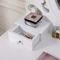 Dressing NEW Desk White Dressing Table Mirror W/ Stool Makeup Vanity Set 4 Drawers