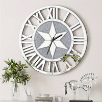 60cm Round Sparkle Crushed Diamond Wall Clock Silver Glass Mirror Wall Clock Quartz