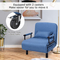 Sofa Folding Sofa Bed, 3-in-1 Convertible Recliner Chair with Pillow and Caster