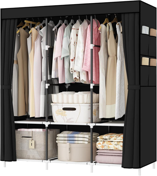 Wardrobe, Portable wardrobe Pop up wardrobe, Versatile Fabric Wardrobe ( BLACK )