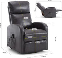 Sofa Dom Electric Recliner Armchair - Dark Grey. Riser And Recliner Chairs, Bonded Leather