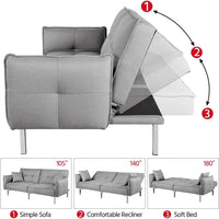 Sofa Bed 198CM Modern Fabric 3 Seat Click Clack Sofa Bed Couch Settee with Arms and 2 Soft Cushions