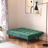 Sofa Bed Green 2 Seater Occasional Sofa Linen Fabric Single Corner Sofa Couch Settee Recliner Sleeper Sofa