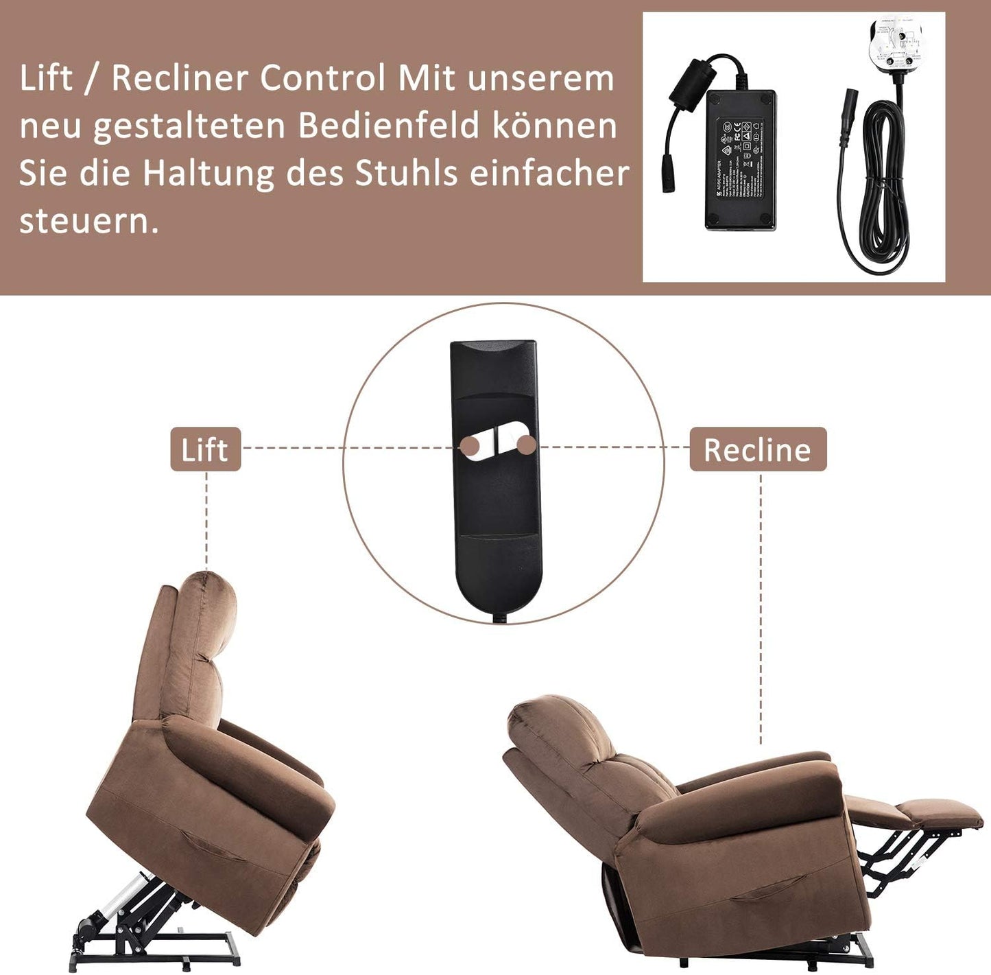 Sofa Power Lift Recliner Chair for Elderly Sofa Electric Riser Recliner - Heavy Duty