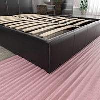 Ottoman Bed Frame Upholstered Black Faux Leather & Headboard