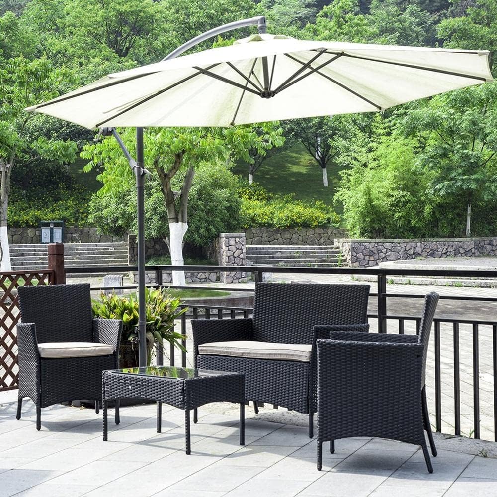 Garden Furniture Sofa Rattan Set 4 Pc Table and Chairs 4 Piece Indoor Outdoor Balcony Patio