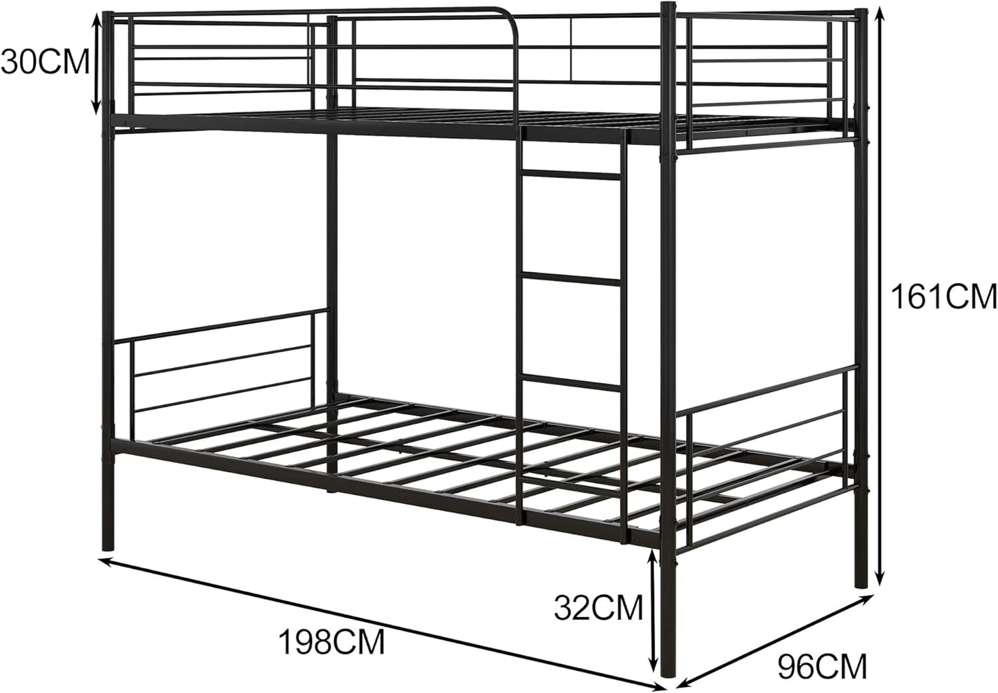 Bunk Bed Frame 3ft Single Double with Ladder Heavy Duty Metal (Copy)