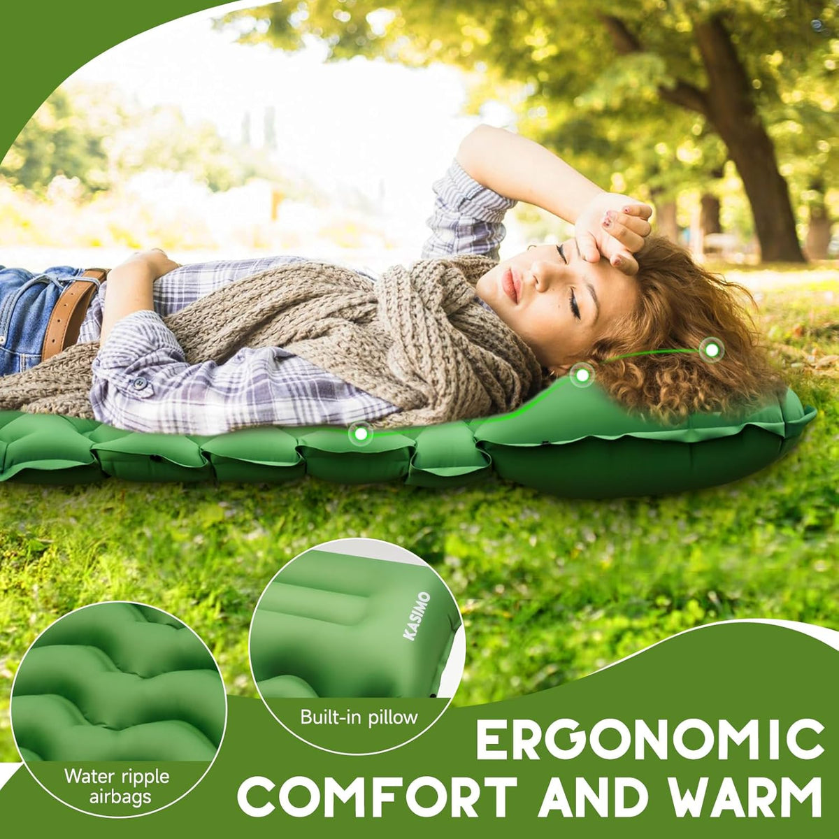 Self Inflatable Bed Air Single Mattress Self-inflating Bed with Built-in Pump & Pillow Com ...