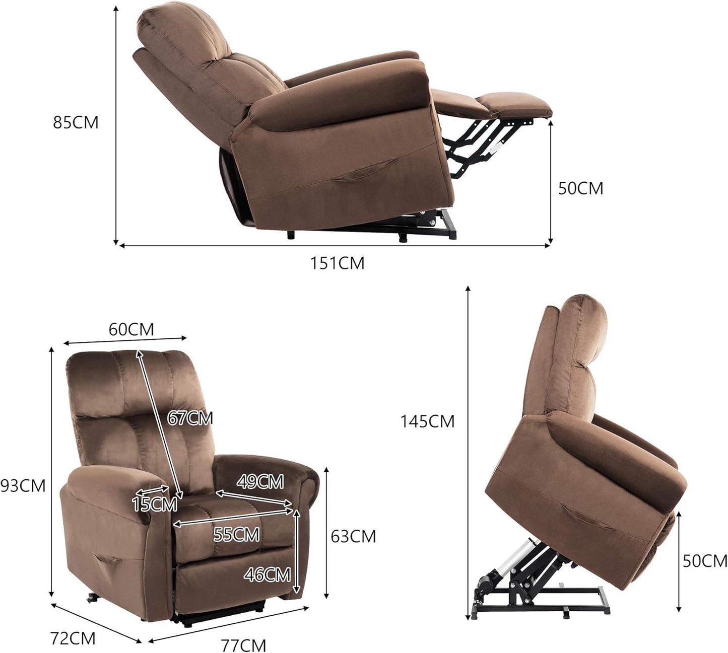 Sofa Power Lift Recliner Chair for Elderly Sofa Electric Riser Recliner - Heavy Duty