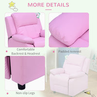 Kids Sofa Armchair Toddler Recliner Children's Chair Lounger Games Chair PU Leather w/Storage (Pink)