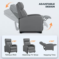 Sofa Modern Gray PU Leather Recliner Adjustable Soft Upholstered Single Sofa