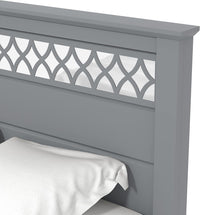 Wooden Double White Bed - Stylish Wooden Bedframe Mirrored Headboard