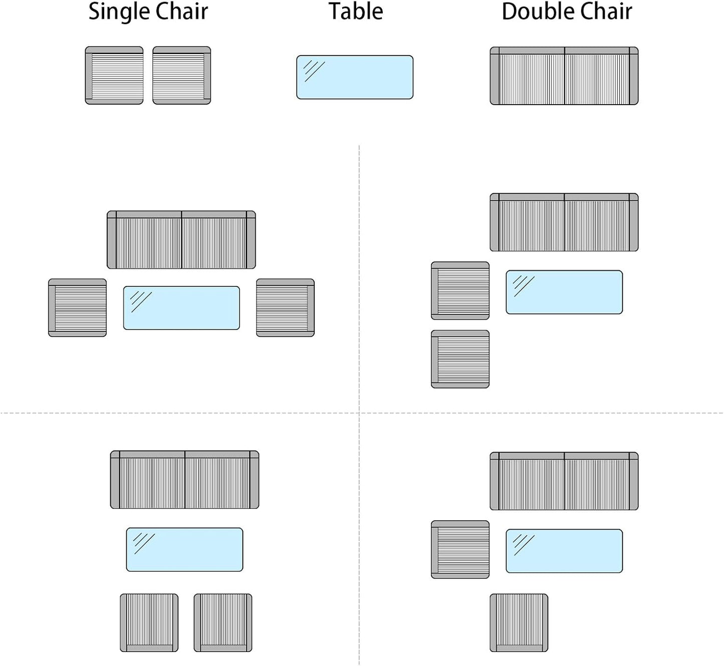 Garden Furniture Set of 4, 4 Seater Textilene Outdoor Patio Furniture Sets for Garden