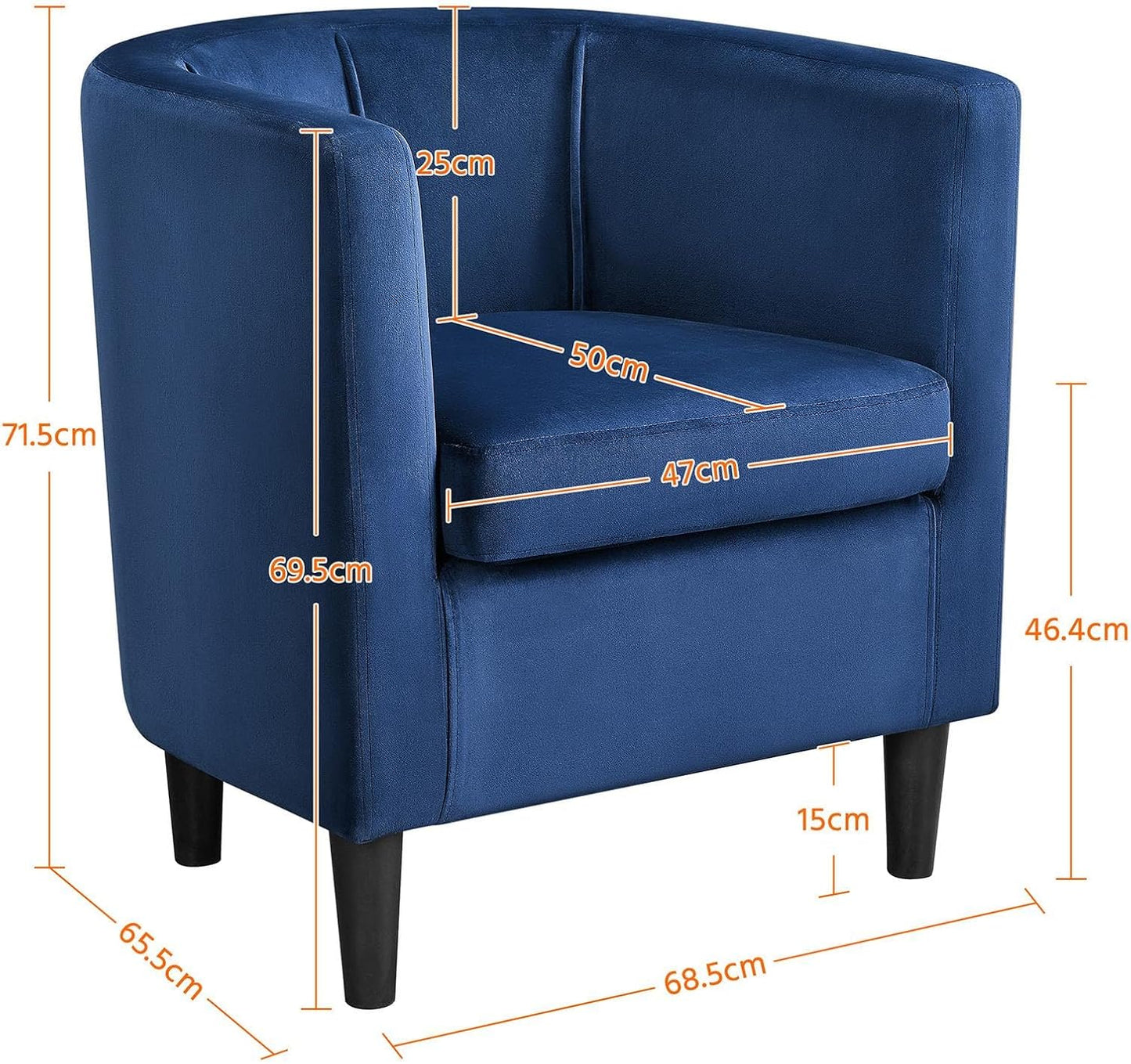 Sofa Velvet Tub Chair, Modern Upholstered Armchair, Accent Club Sofa Chair, Barrel Corner chair