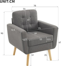 Sofa, Single Armchair, Linen Accent Chair, Tub Chair with Tufted Back, Upholstered