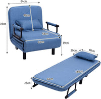 Sofa Folding Sofa Bed, 3-in-1 Convertible Recliner Chair with Pillow and Caster