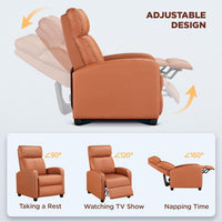 Sofa Recliner Armchair Single Padded Seat PU Leather Sofa Lounge Home Living Room