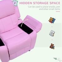 Kids Sofa Armchair Toddler Recliner Children's Chair Lounger Games Chair PU Leather w/Storage (Pink)