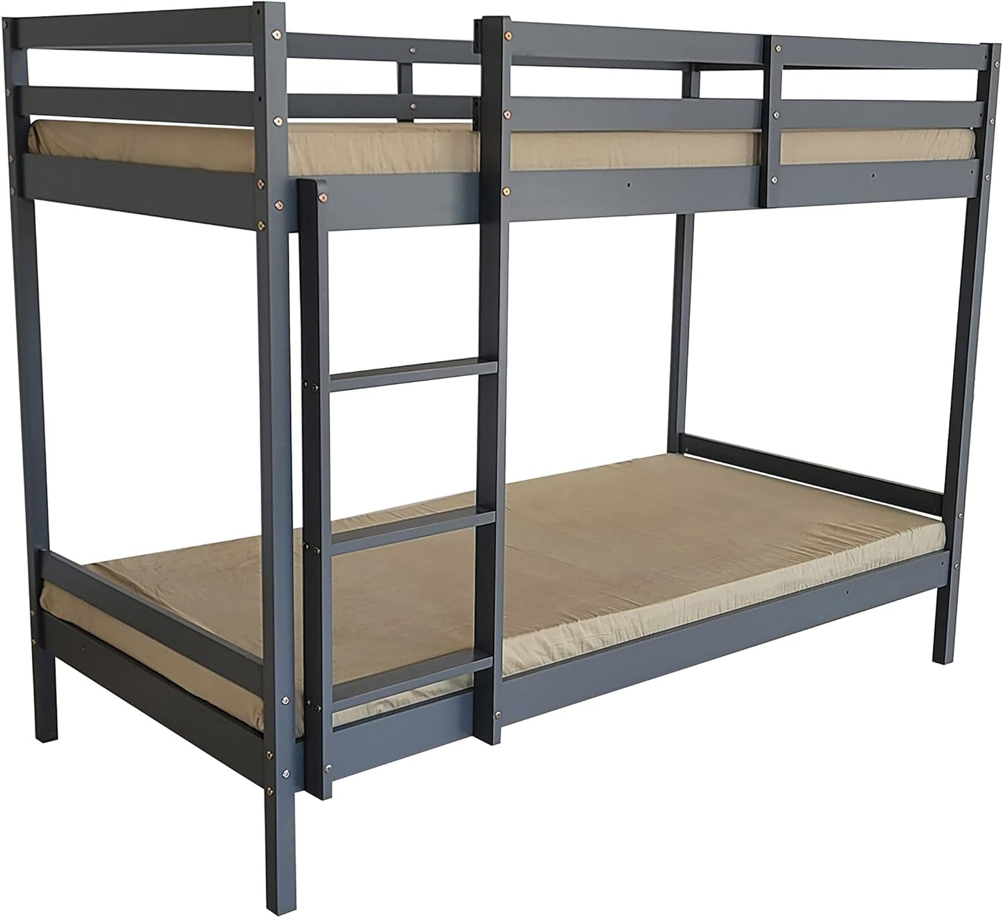 Bunk Bed Frame Wooden Bunk Bed in White, 3FT, HEAVY DUTY in (Dark Grey)