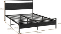 Metal Bed Frame with Wooden Headboard, Metal Bed Frame