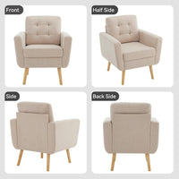 Sofa, Single Armchair, Linen Accent Chair, Tub Chair with Tufted Back, Upholstered