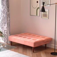 Sofa Bed Pink 2 Seater Occasional Sofa Hold Max Weight to 300KG, Linen Fabric Single Corner Sofa