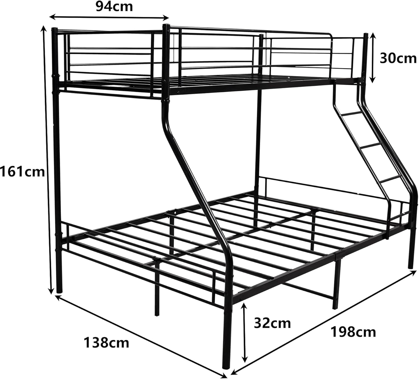 Bunk Bed Single Over Double Bunk Bed Frames with Ladder Storage