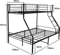 Bunk Bed Single Over Double Bunk Bed Frames with Ladder Storage