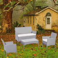 Garden Furniture Sofa Rattan Set 4 Pc Table and Chairs 4 Piece Indoor Outdoor Balcony Patio