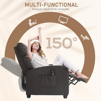 Sofa Recliner Armchair, Massage Faux Leather Push Back Reclining Chair with Adjustable Leg Rest