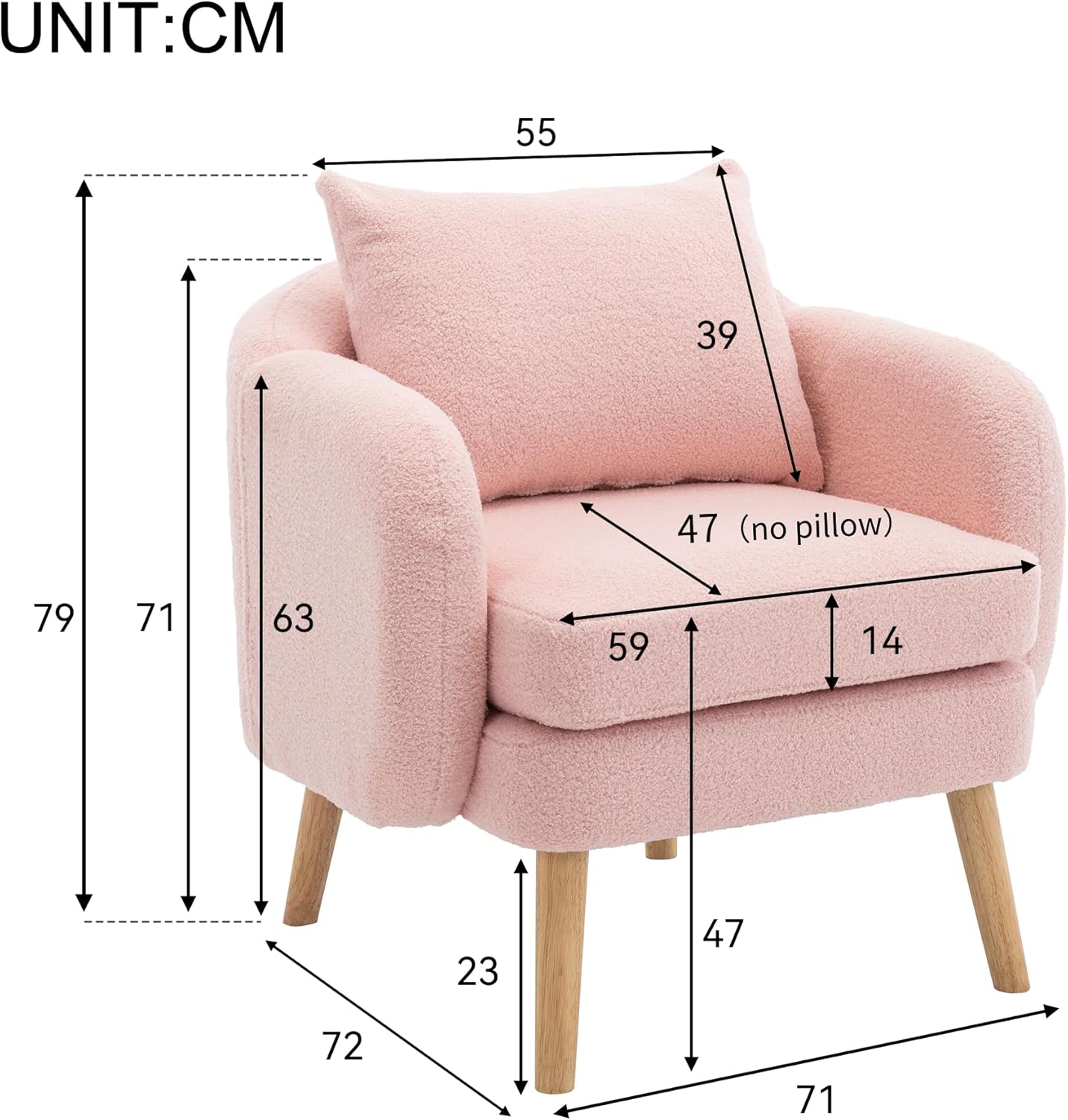 Sofa Armchair, Accent Chair for Living Room Bedroom Office, Tub Chair with Extra Thick Cushion