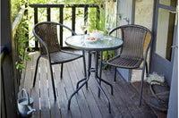 Garden Furniture Rattan 3 Piece  Set Outdoor Patio Chairs And Steel Table For BBQ’s