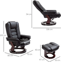 Sofa Manual Recliner and Footrest Set PU Leather Leisure Lounge Chair Armchair