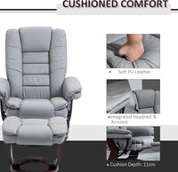 Sofa Manual Recliner and Footrest Set PU Leather Leisure Lounge Chair Armchair