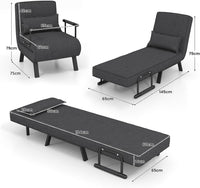 Sofa Folding  Bed, 4-in-1 Convertible Lounge Recliner Sleeper with 6-Position Adjustable Backrest