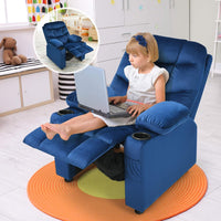 Kids Sofa Chair, Velvet Children Recliner Armchair with Adjustable Backrest & Footrest