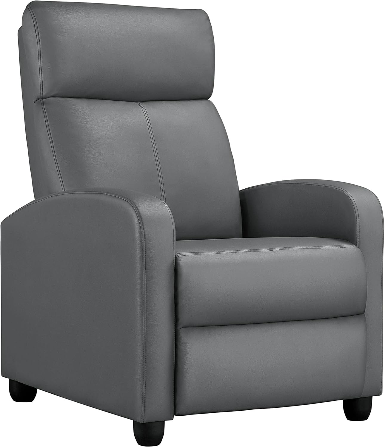 Sofa Modern Gray PU Leather Recliner Adjustable Soft Upholstered Single Sofa