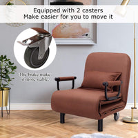 Sofa Folding Sofa Bed, 3-in-1 Convertible Recliner Chair with Pillow and Caster