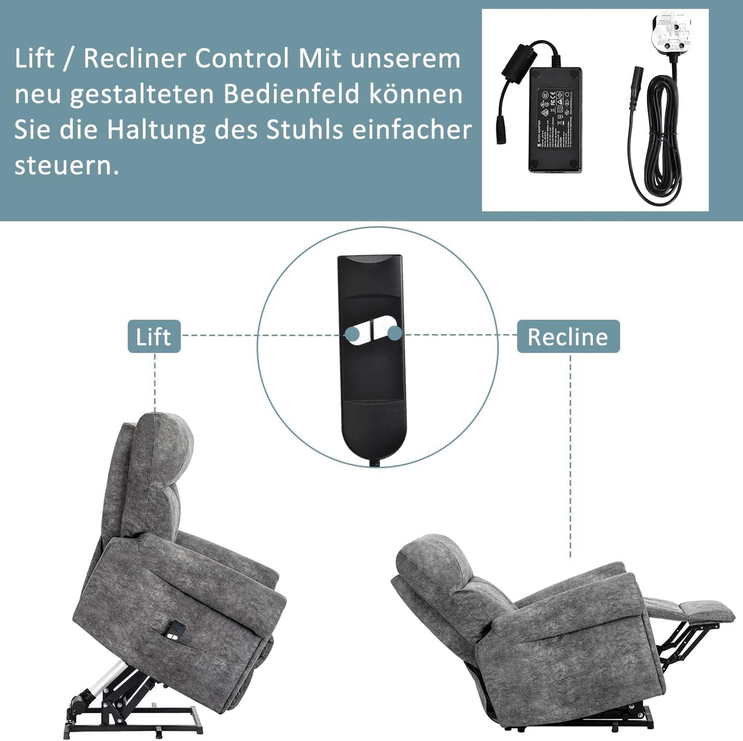 Sofa Power Lift Recliner Chair for Elderly Sofa Electric Riser Recliner - Heavy Duty