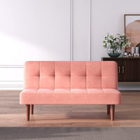 Sofa Bed Pink 2 Seater Occasional Sofa Hold Max Weight to 300KG, Linen Fabric Single Corner Sofa