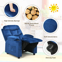 Kids Sofa Chair, Velvet Children Recliner Armchair with Adjustable Backrest & Footrest