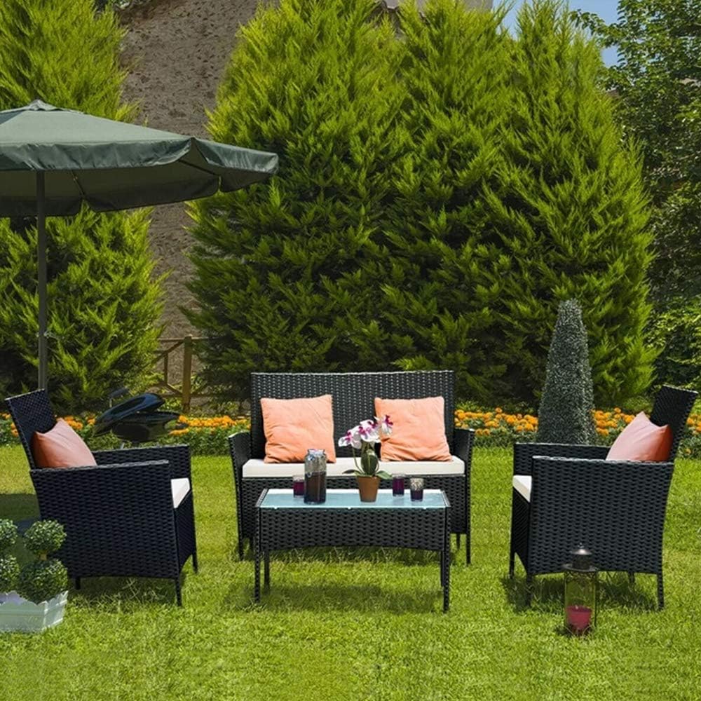 Garden Furniture Set, Sofa Rattan 4 piece Patio Rattan furniture sofa Weaving Wicker