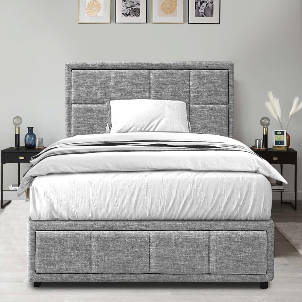 Ottoman Bed Velvet Grey Ottoman Storage Bed With Gas Lift End Opening