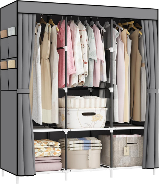 Wardrobe, Portable wardrobe Pop up wardrobe, Versatile Fabric Wardrobe ( GREY )