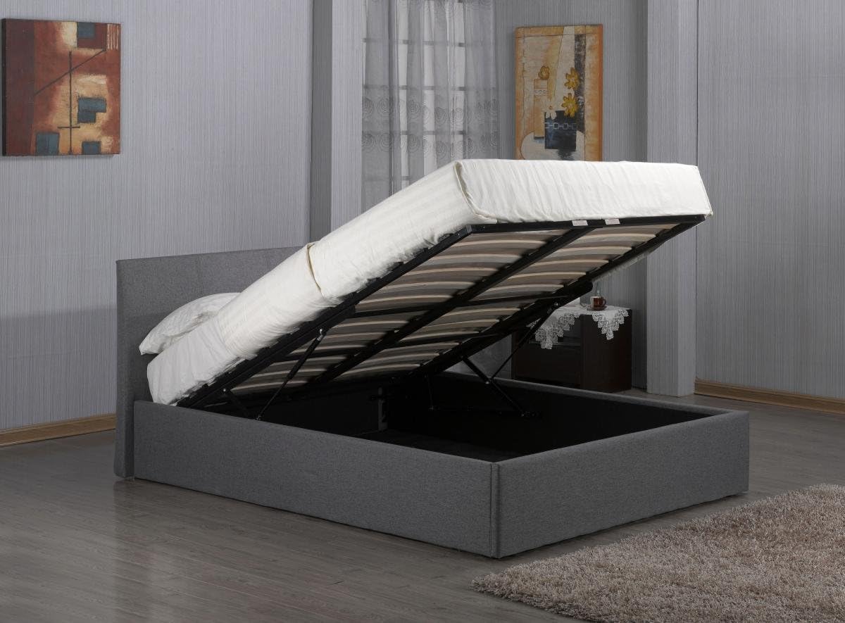 Ottoman Storage Bed Double - 3ft, 4ft, 4ft6, 5ft Fusion Grey Linen Fabric