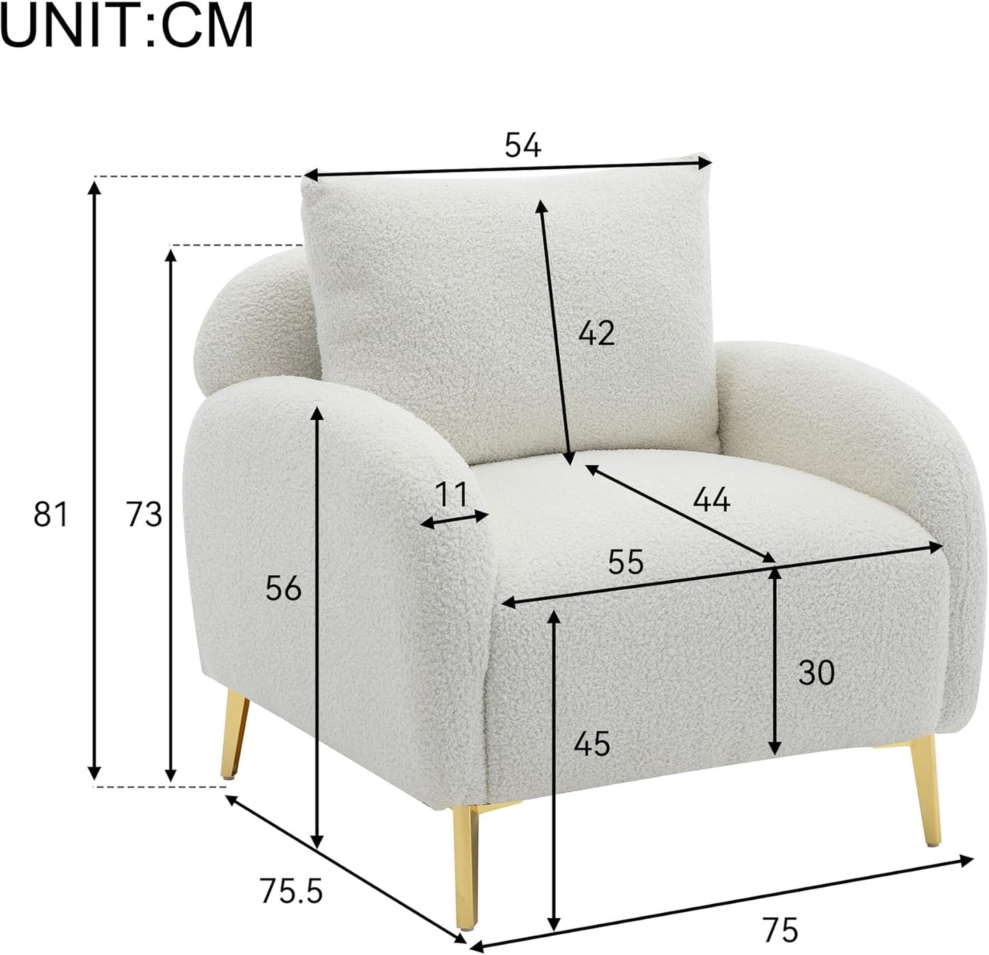 Sofa, Single Armchair, Accent Chair for Living Room Bedroom Office, Tub Chair