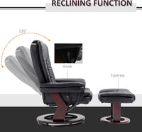 Sofa Manual Recliner and Footrest Set PU Leather Leisure Lounge Chair Armchair