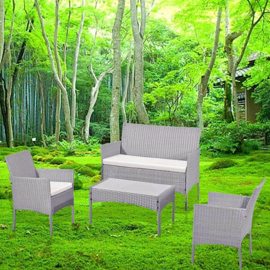 Garden Furniture Sofa Rattan Set 4 Pc Table and Chairs 4 Piece Indoor Outdoor Balcony Patio